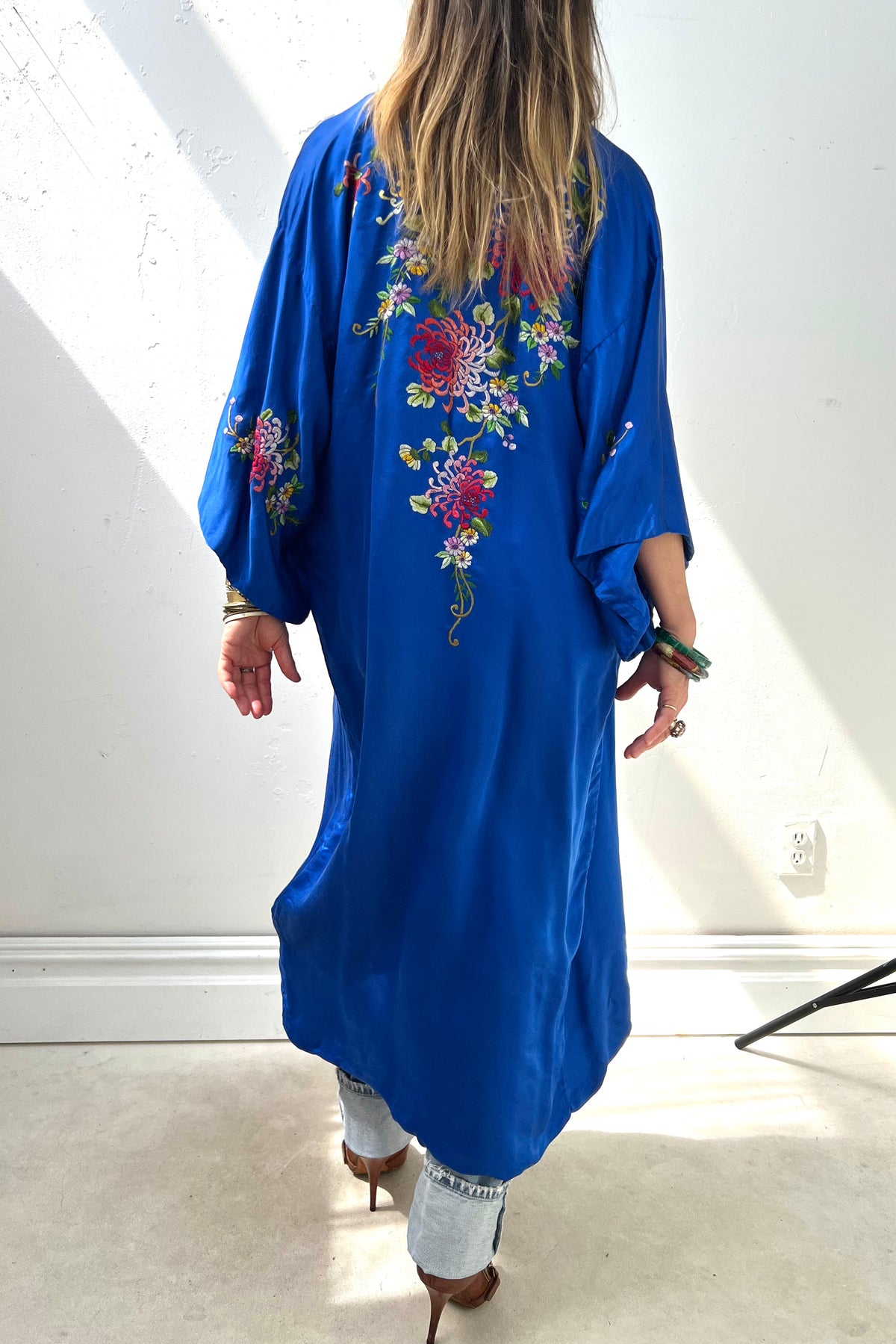 Kimono Silk 40s Flowers Vintage