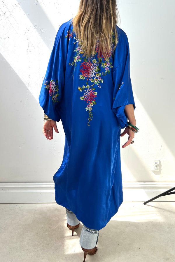 Kimono Silk 40s Flowers Vintage