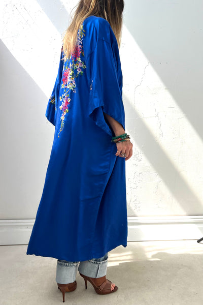 Kimono Silk 40s Flowers Vintage