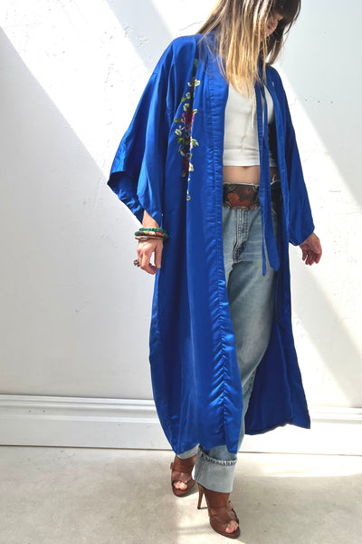 Kimono Silk 40s Flowers Vintage