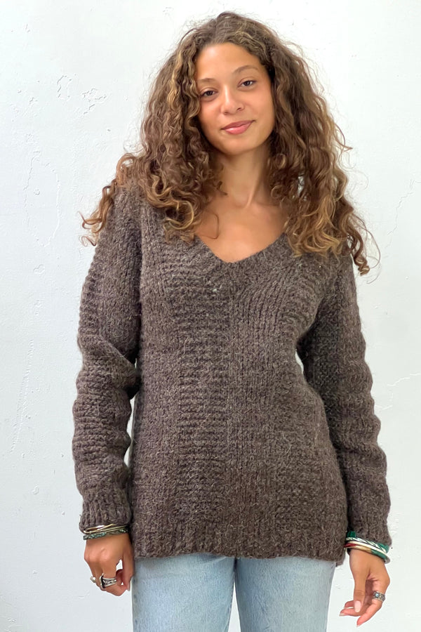 Vintage Wool Hand Knit Sweater, Wool