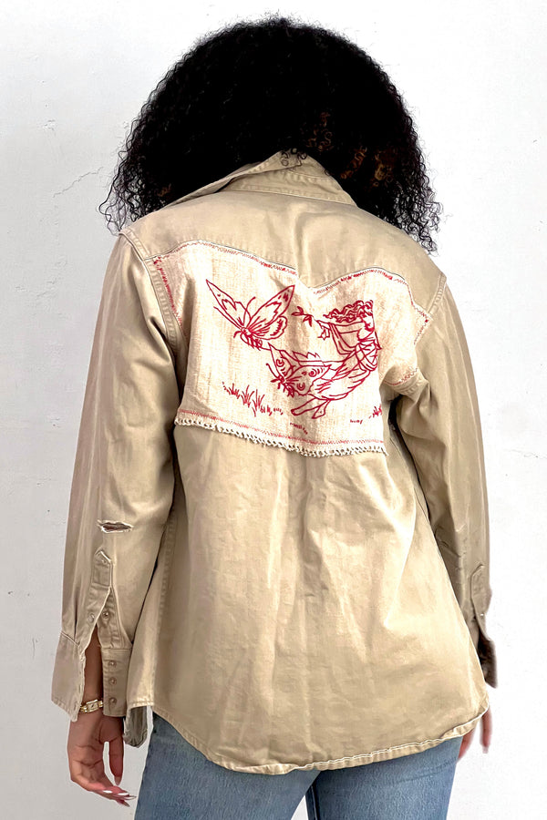 Anna Corinna Reworked Vintage Carhartt Snap Up Top, Cotton