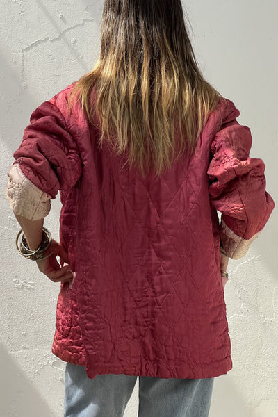 Souvenir Silky 1950s Japanese Quiled and Embroidered Dragon Jacket Vintage
