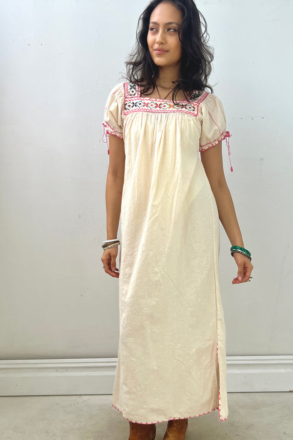 Vintage Embroidered Sweet Cotton Dress, size S