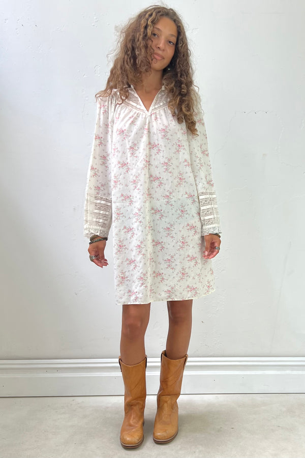 Vintage Sweet Flowers Dress, Cotton blend