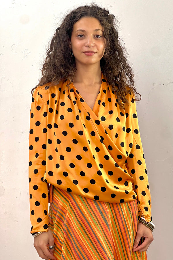 Vintage Silk Polka Dot Blouse, Silk