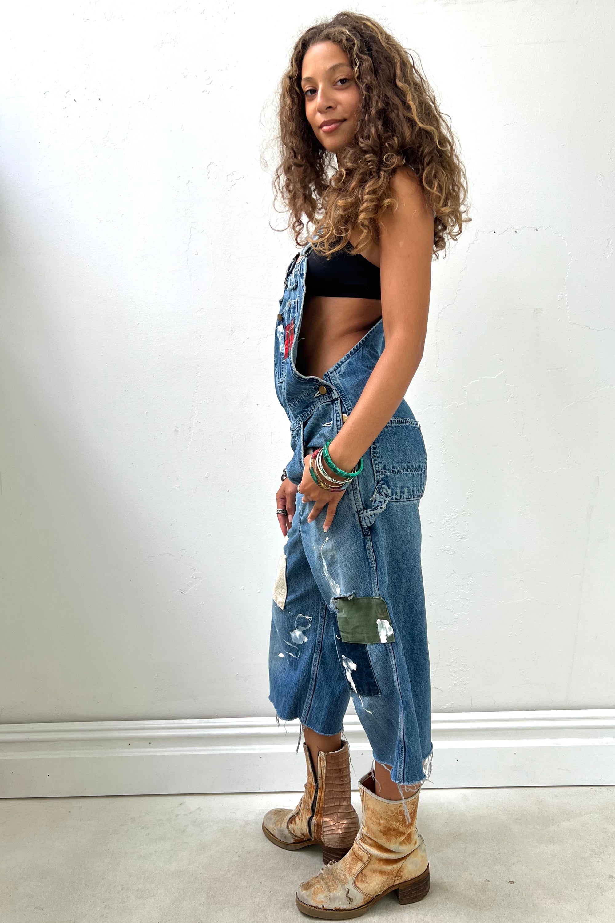 Vintage Patched Up Overall Shorts Selected by Anna Corinna