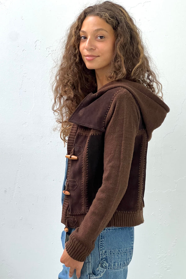 Vintage Suede Sweater Jacket, Leather Suede and Acrylic
