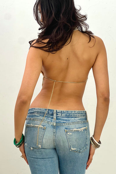 Vintage Golden Mesh Top, view 3