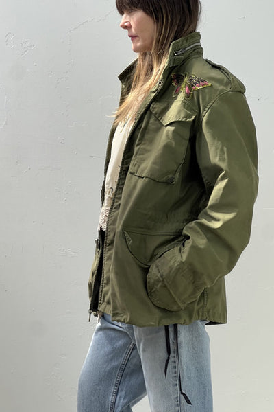 Army Cotton 60s Jacket Hand Made Hmong Neon Patch Reworked Vintage