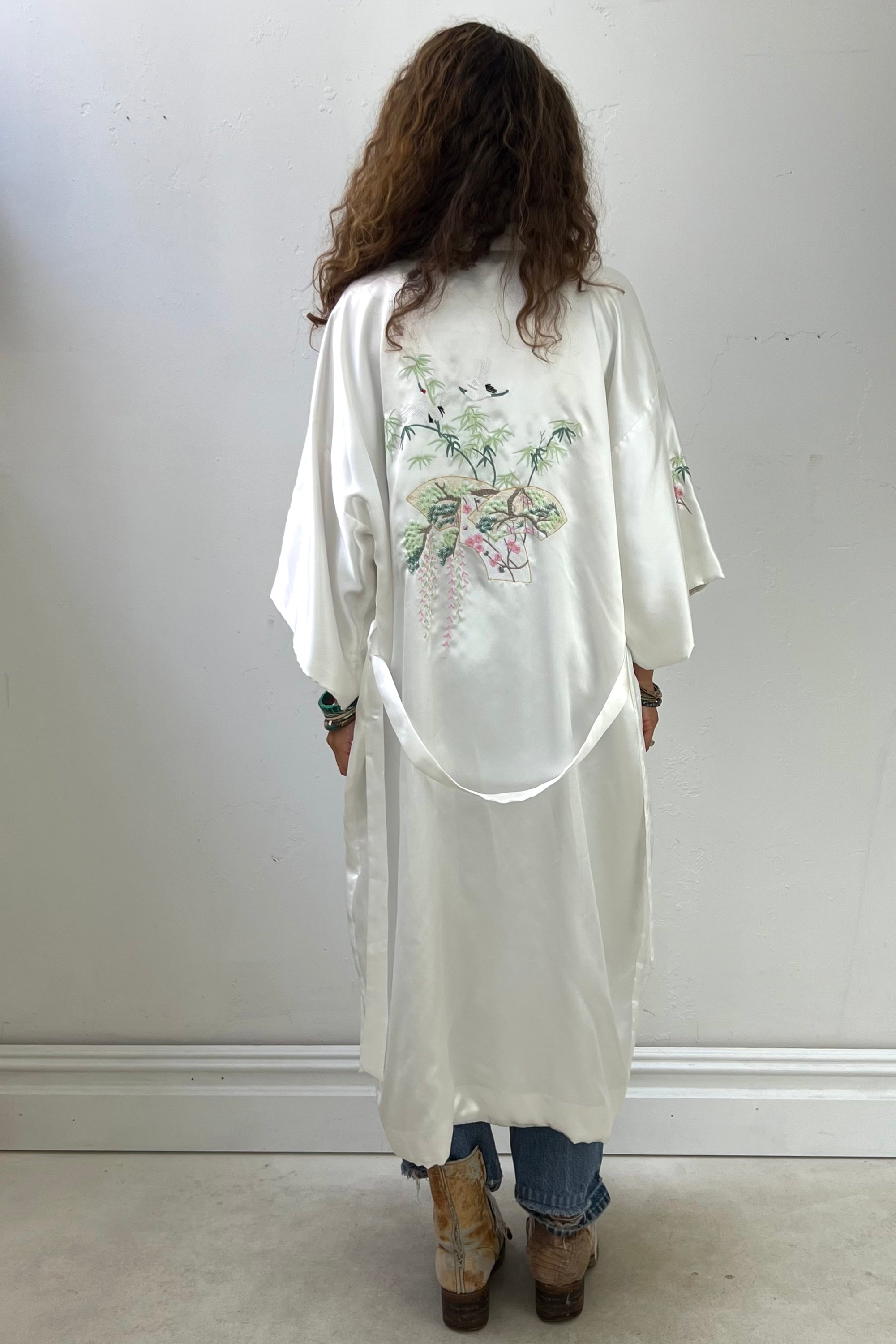 Vintage Silky Cranes Kimono Selected by Anna Corinna