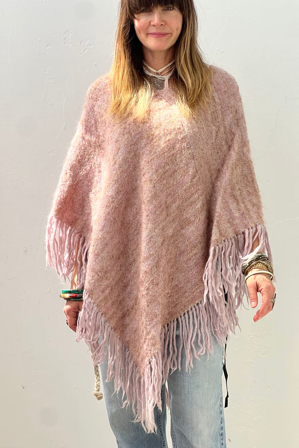 Poncho Hand Woven 70s Fringed Vintage