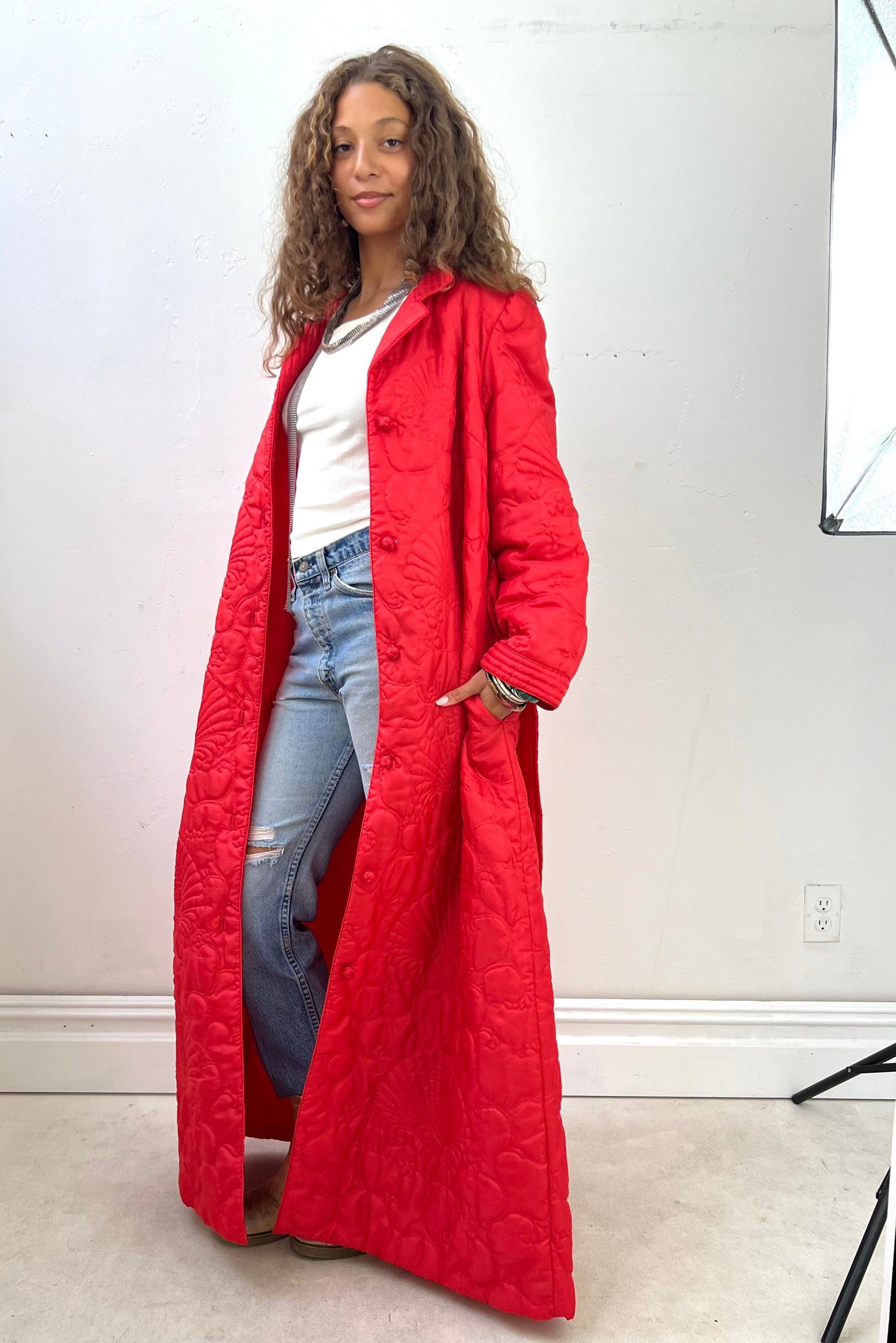 Vintage Quilted Lord and Taylor Rose Duster Selected by Anna Corinna