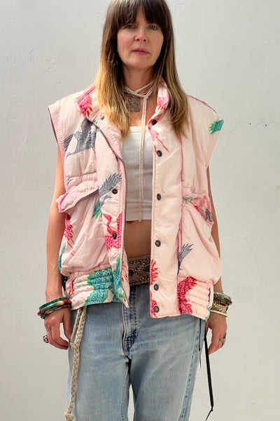 Ski Vest 80s Cranes Vintage