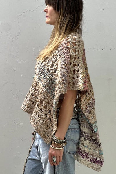 Sweater Hand Knit 90s Poncho Vintage