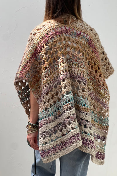 Sweater Hand Knit 90s Poncho Vintage