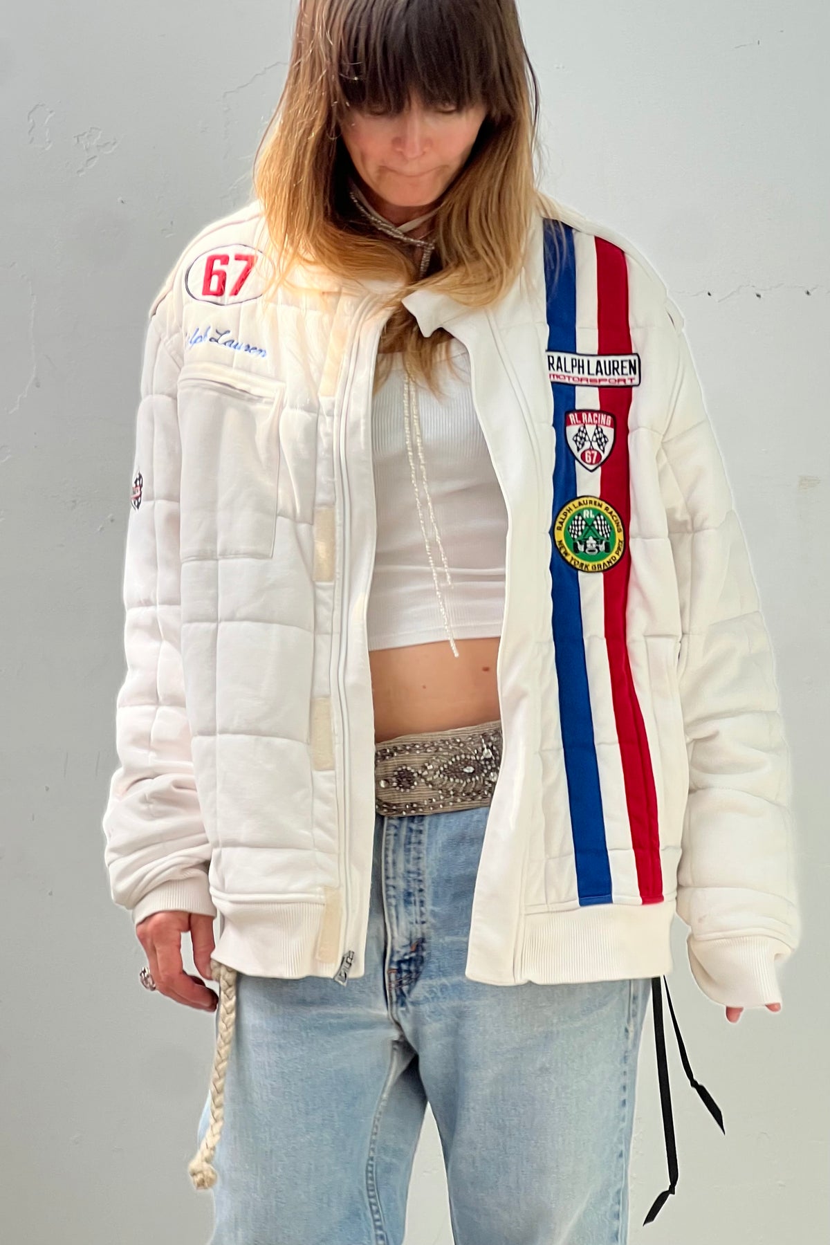Ralph Lauren Cotton 90s Polo Motorsport Quilted Track Racing Jacket Vintage