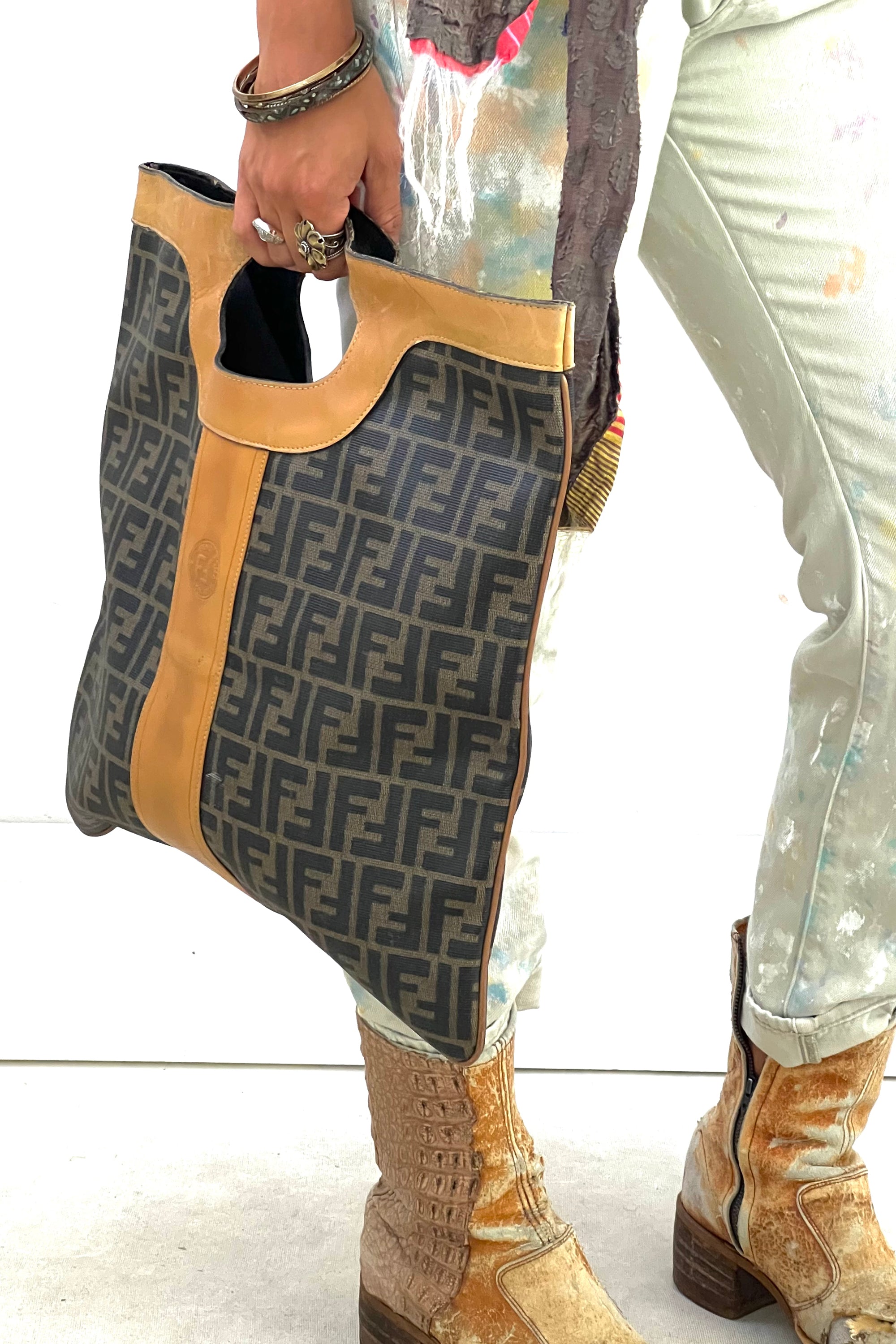 Vintage Fendi Handheld Shabby Tote Bag Selected by Anna Corinna