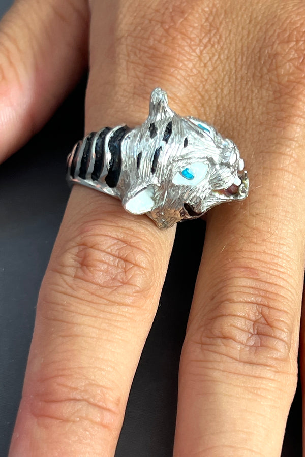 Vintage Sterling Silver Tiger Ring, Sterling Silver