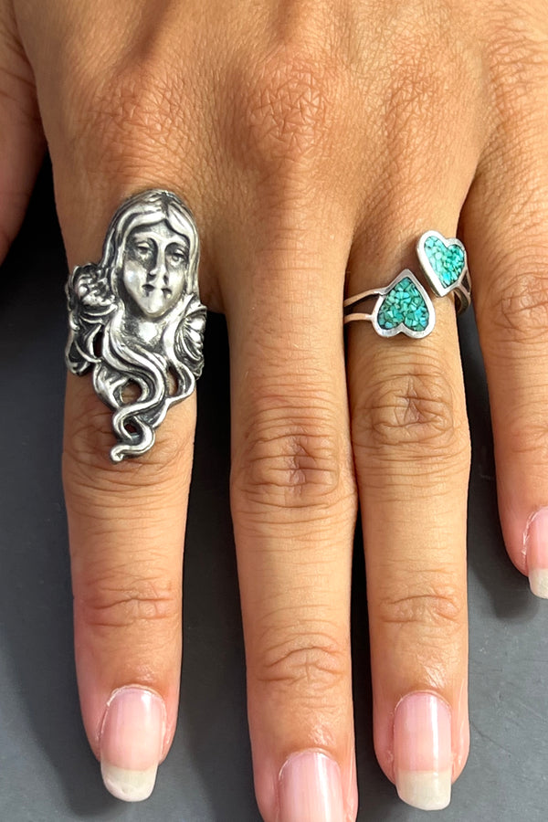 Vintage sterling silver Art Nouveau woman ring, size 5.5