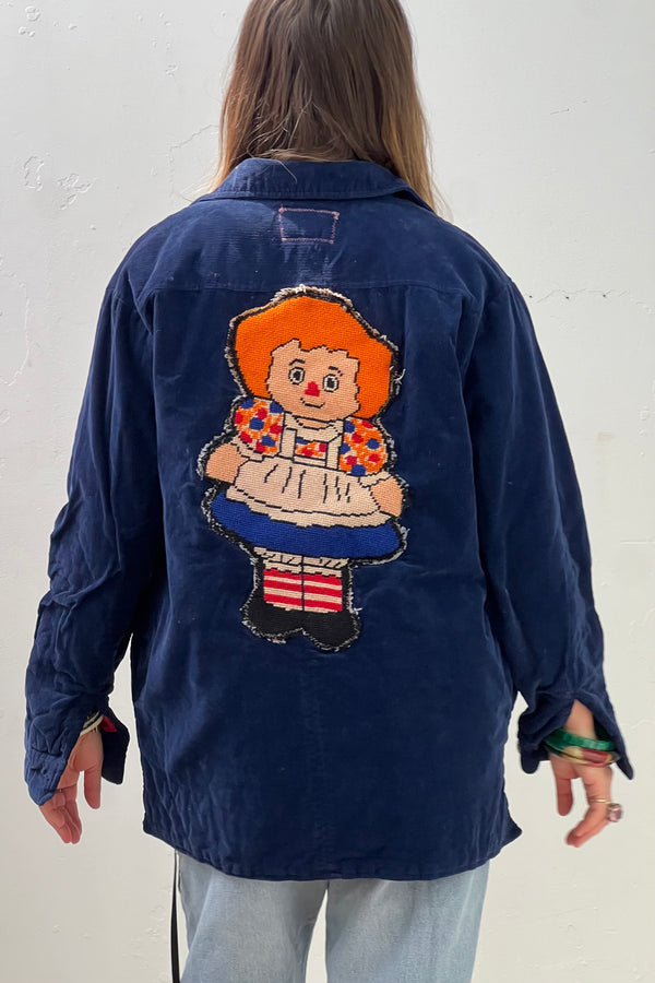 Raggedy Ann Corduroy 80s Quilted Shirt Jacket Reworked Vintage