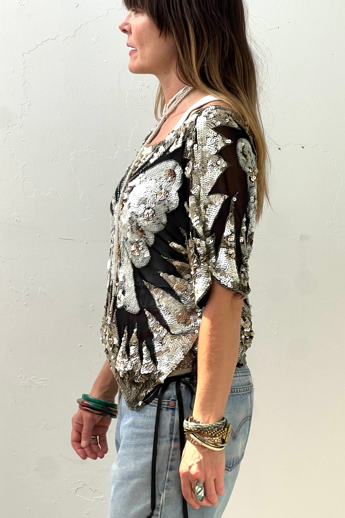Butterfly Sequin 90s Top Vintage