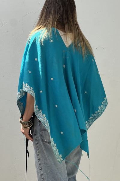 Poncho Wool 1960s Hand Embroidered Top Reworked Vintage