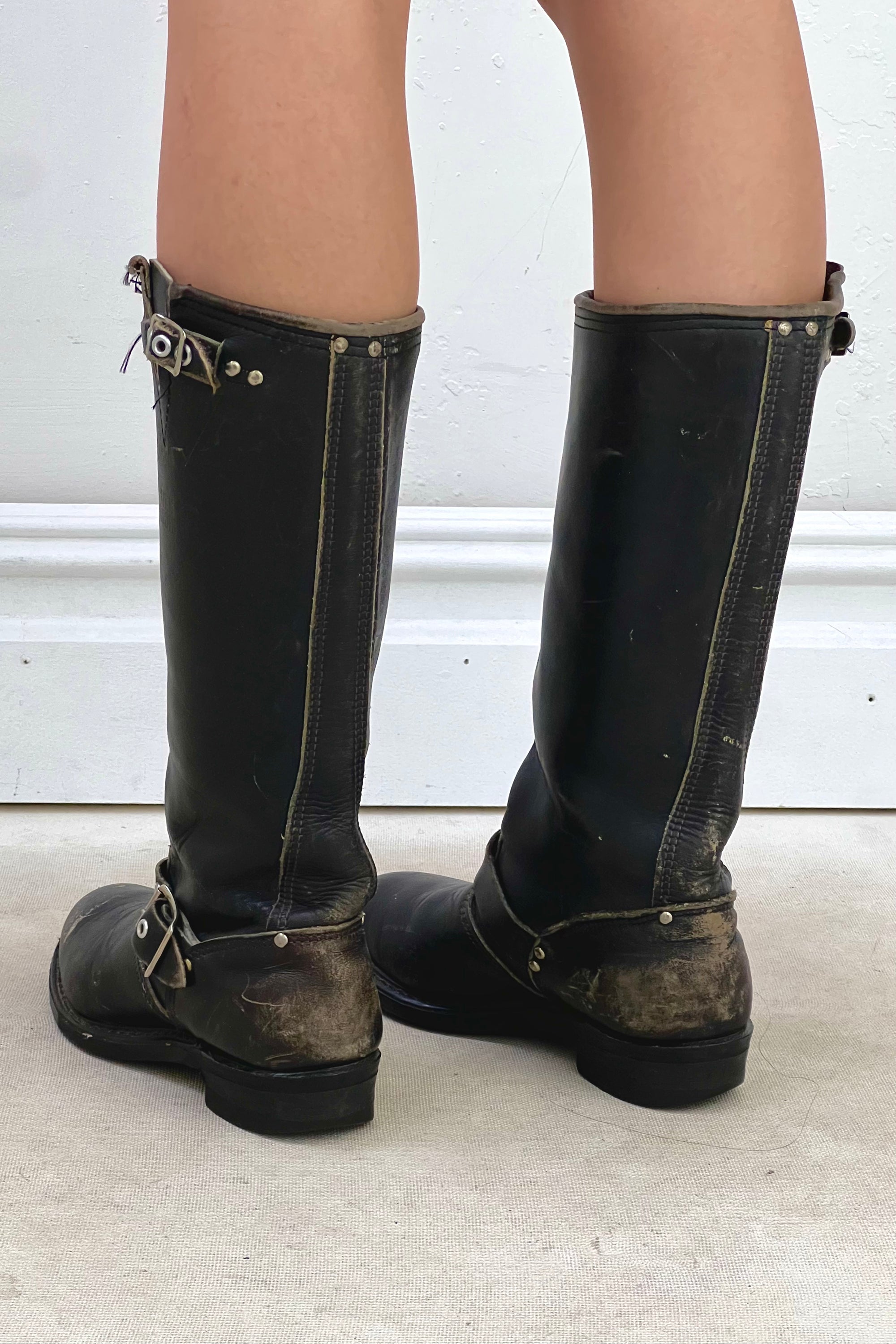 Vintage Leather Biker Boots Selected by Anna Corinna