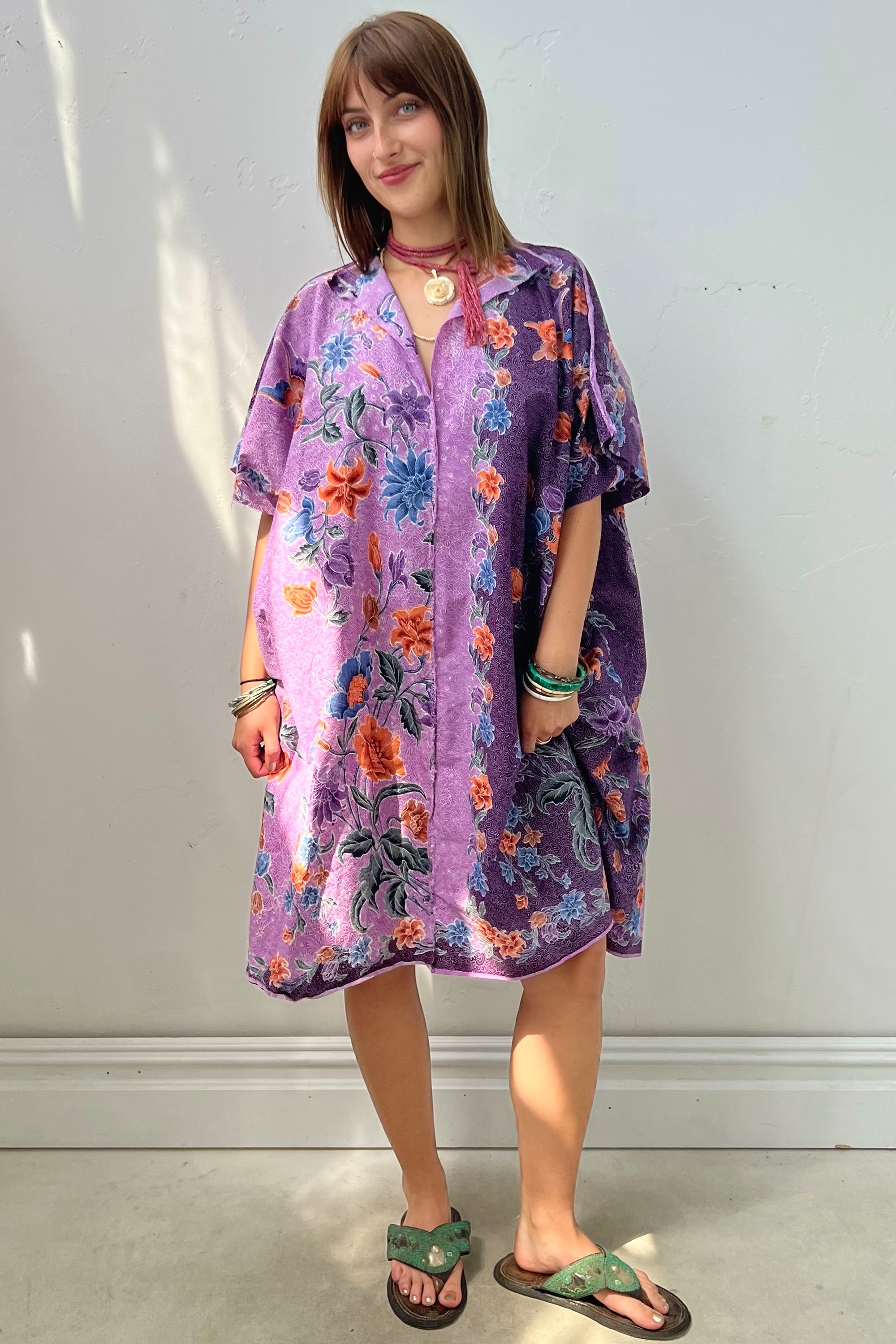 Anna Corinna Reworked Vintage Plum Batiq Smock Dress