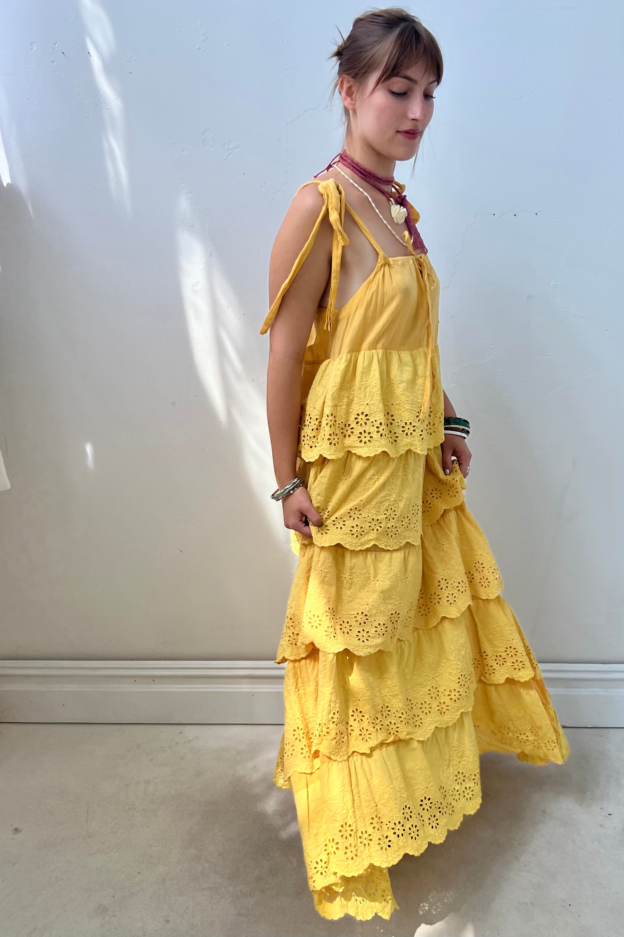 Vintage Sunny Tiered Eyelet Maxi Dress Selected by Anna Corinna