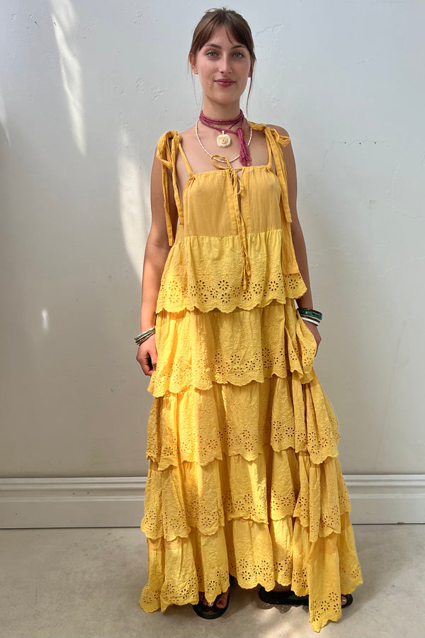 Vintage Sunny Tiered Eyelet Maxi Dress, size S/M