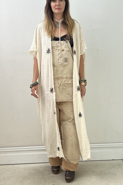 Duster Gauze Embroidered Reworked Vintage