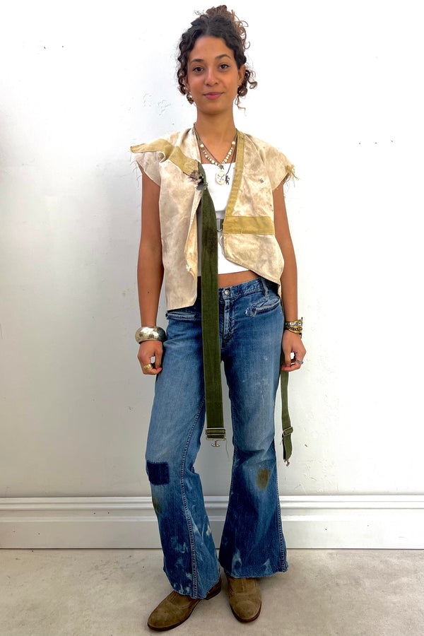 Anna Corinna Reworked Vintage Ivory Strappy Jacket, Cotton