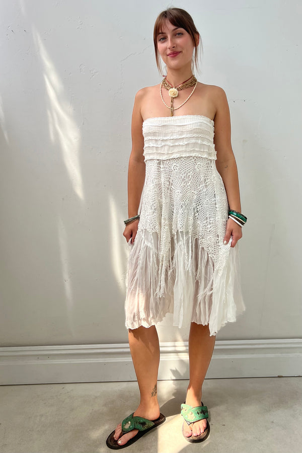Vintage Crocheted Chiffon Dress, size M