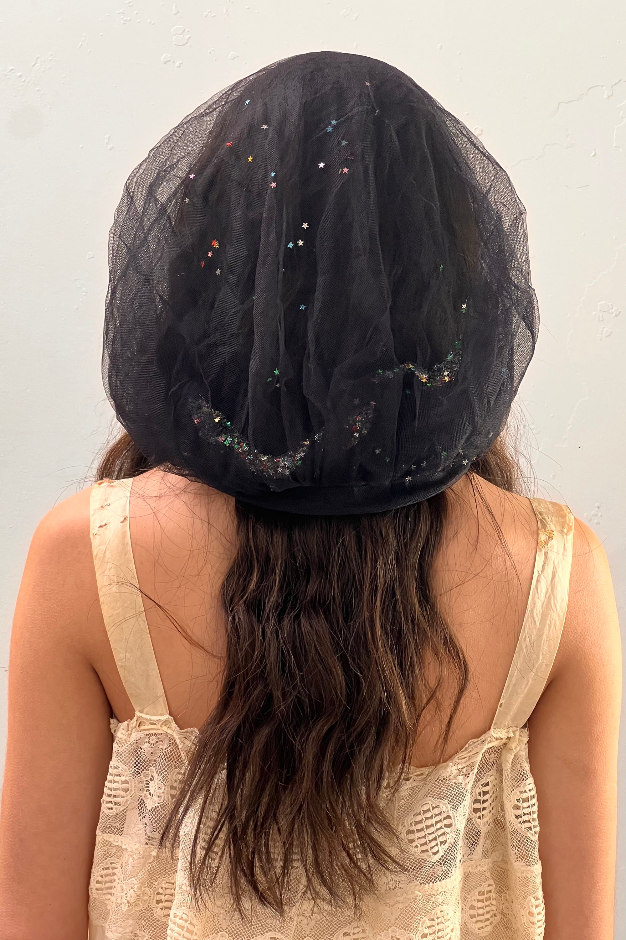 Vintage Mesh Midnight Stars Bonnet Head Scarf Selected by Anna Corinna
