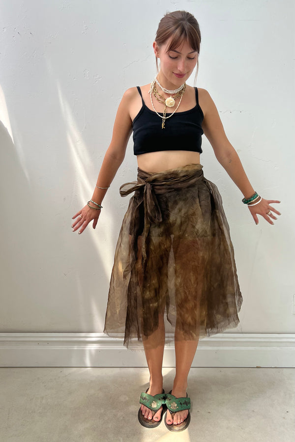 Vintage Sheer Organza Wrap Skirt, size M
