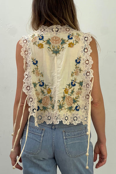 SEA Embroidered 2000s Bib Top Vintage