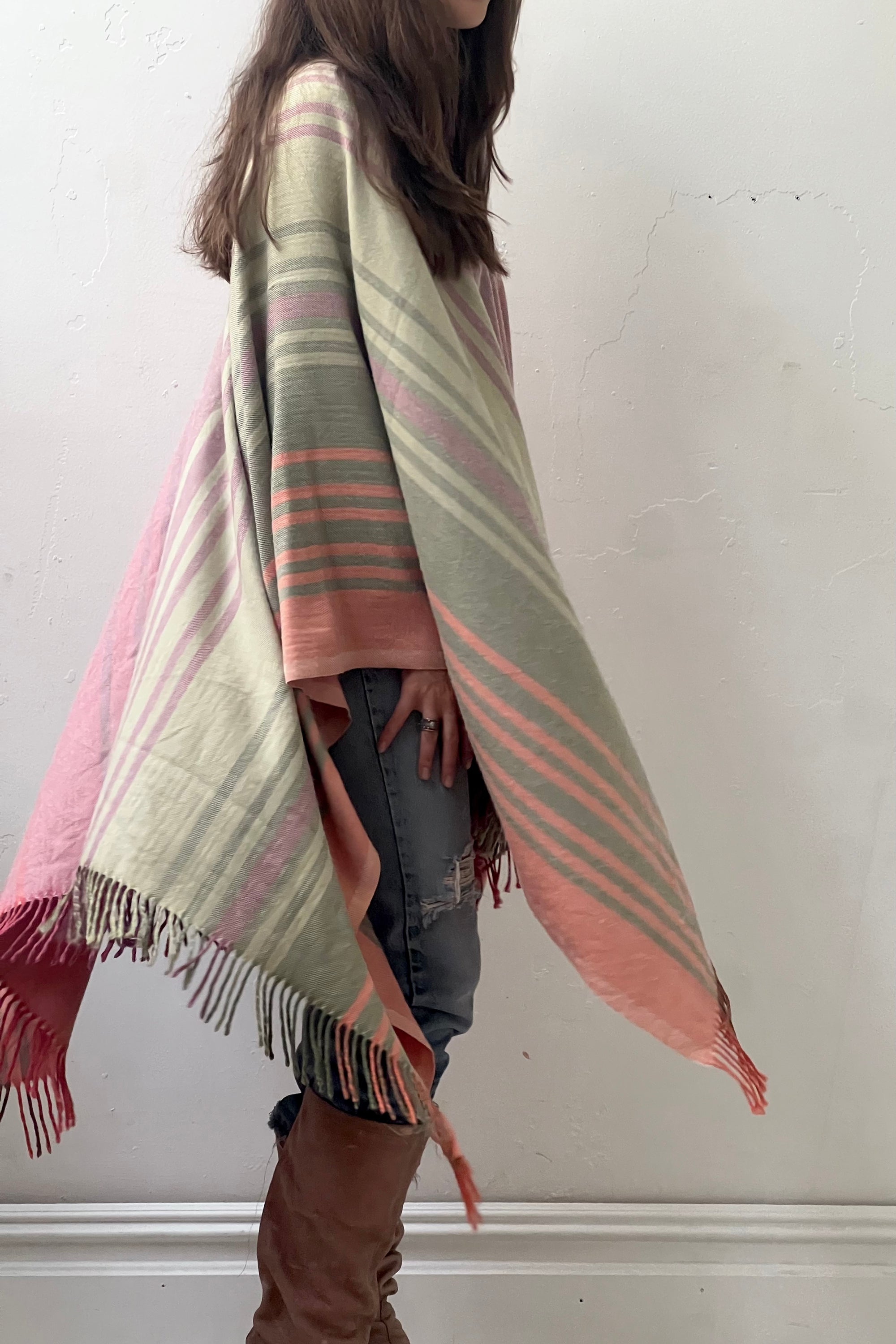 Anna Corinna Reworked Vintage Soft Stripe Poncho