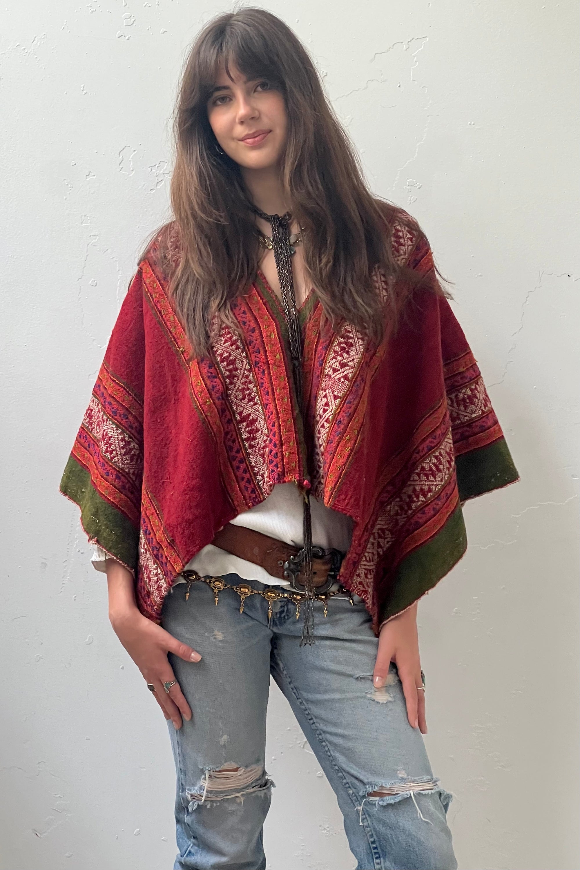Anna Corinna Reworked Vintage Hand Woven Wool Poncho