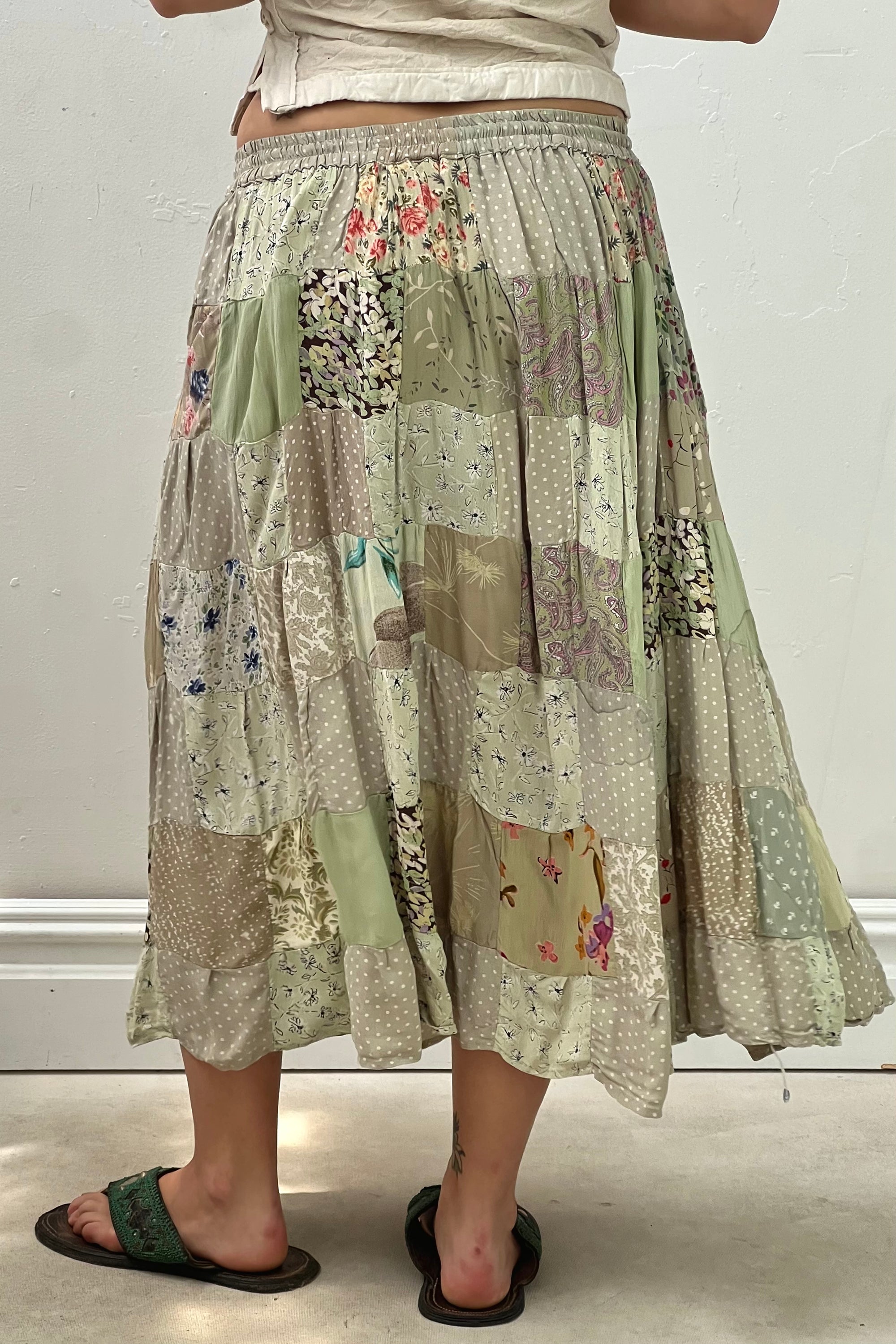 Vintage Sage Prints Patchwork Skirt Selected by Anna Corinna