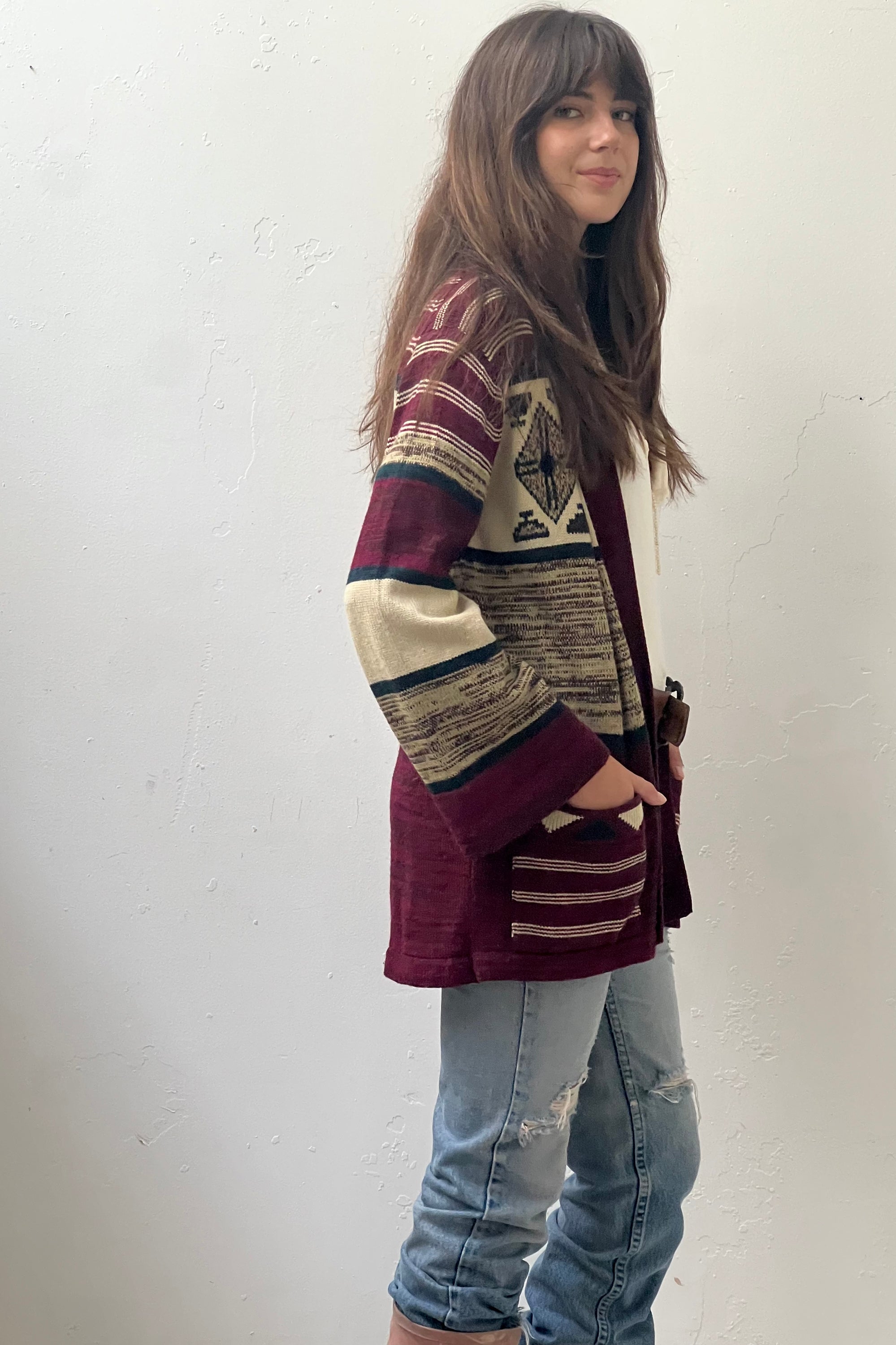 Vintage Burgundy Cardigan Selected by Anna Corinna