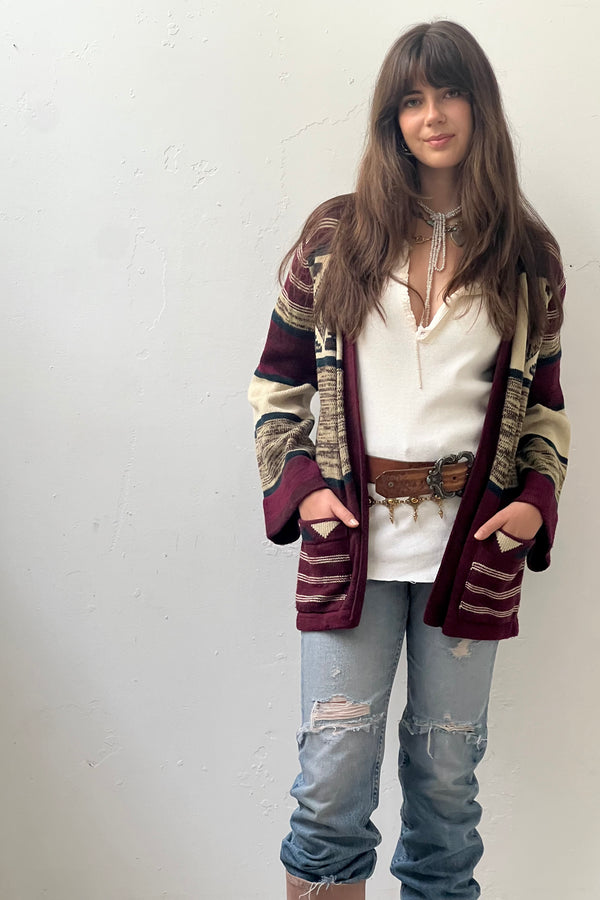 Vintage Burgundy Cardigan, Acrylic