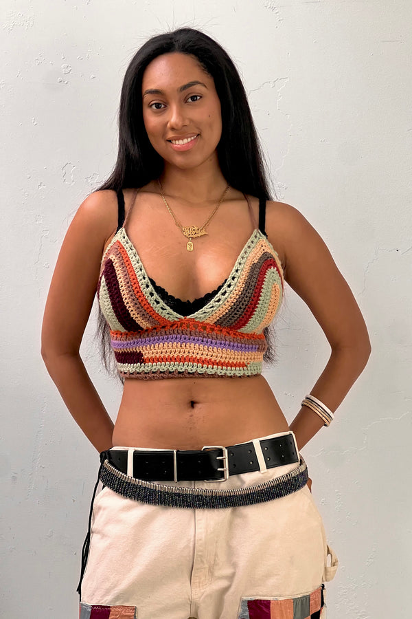 Vintage Hand Knit Halter Top, Acrylic