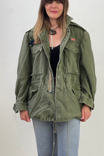Army Cotton 60s Field Jacket with Batiq Patch Reworked Vintage