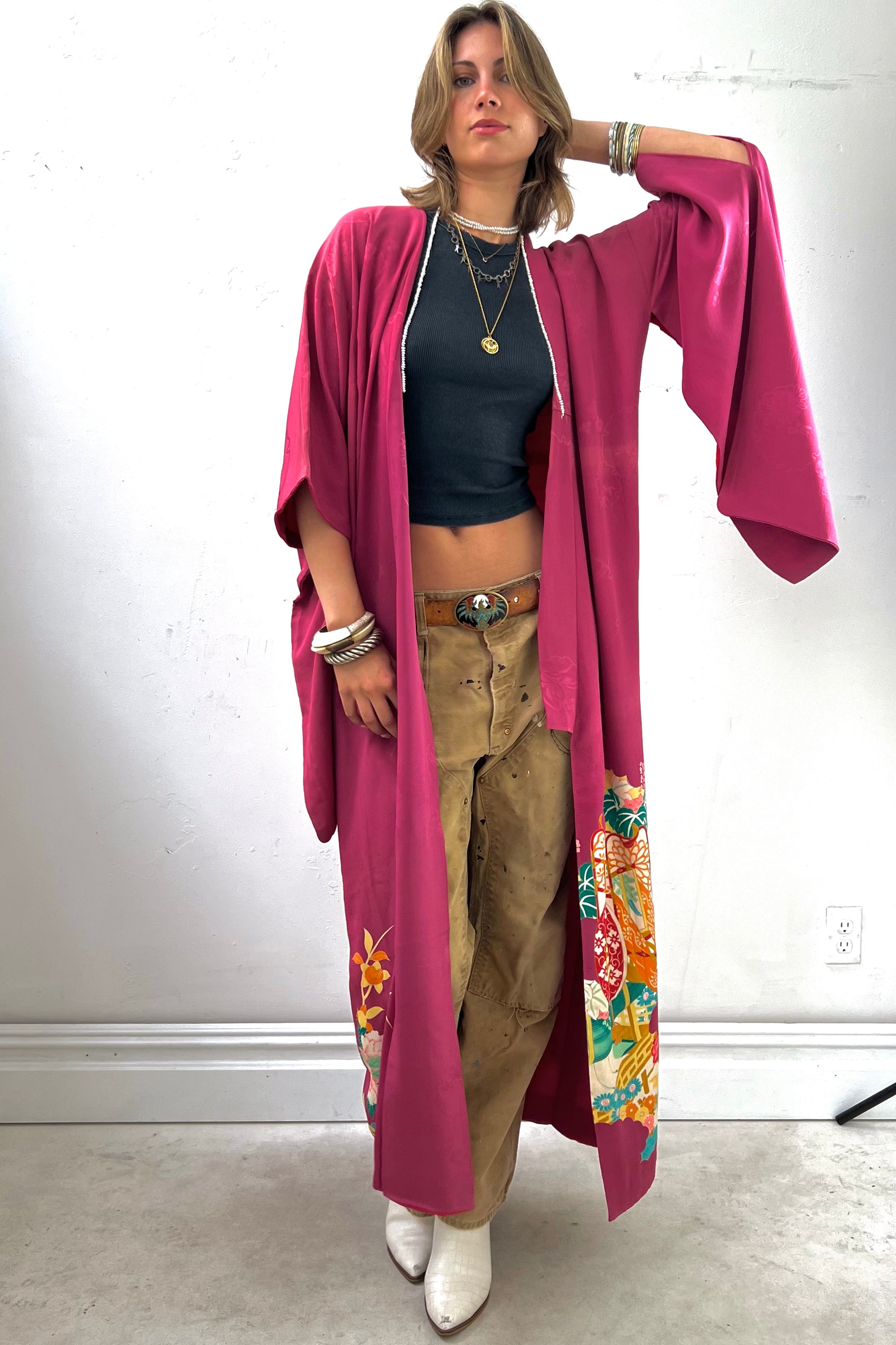 Vintage Silk Blush  Kimono Selected by Anna Corinna