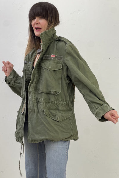 Army Cotton 60s Field Jacket with Batiq Patch Reworked Vintage