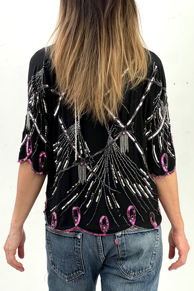 Sequin Silk 80s Top Vintage