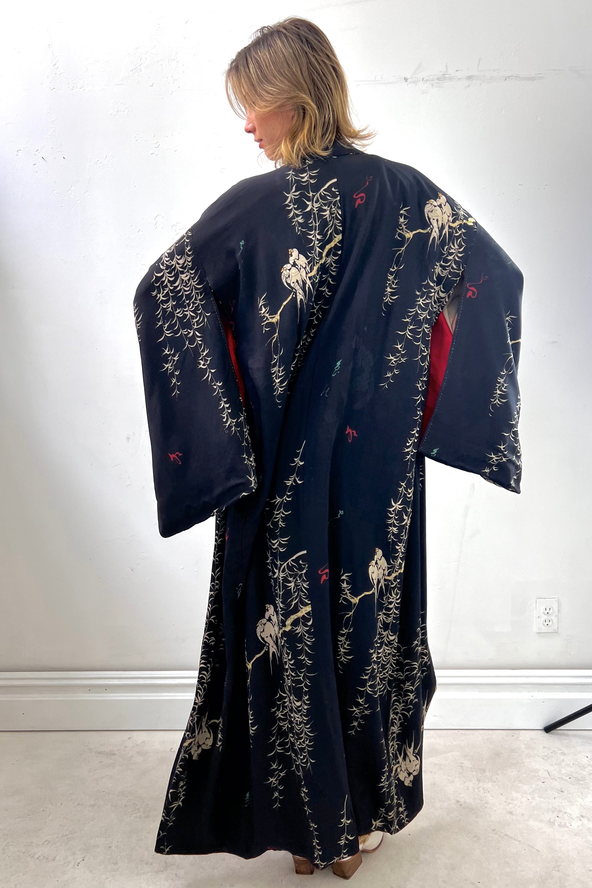 Vintage Silk Sparrows Kimono Selected by Anna Corinna