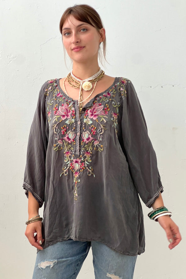 Vintage Johnny Was Embroidered Top, size XL