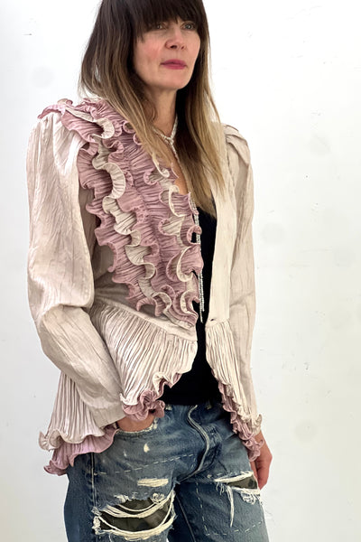 Jacket or Wrap Top Ruffle 80s Top Vintage